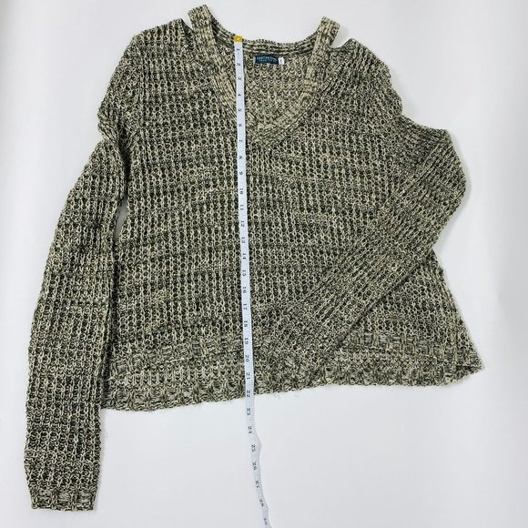 Earthbound Trading Co Cropped Top Green Marled Sweater Size Large - Picture 3 of 5